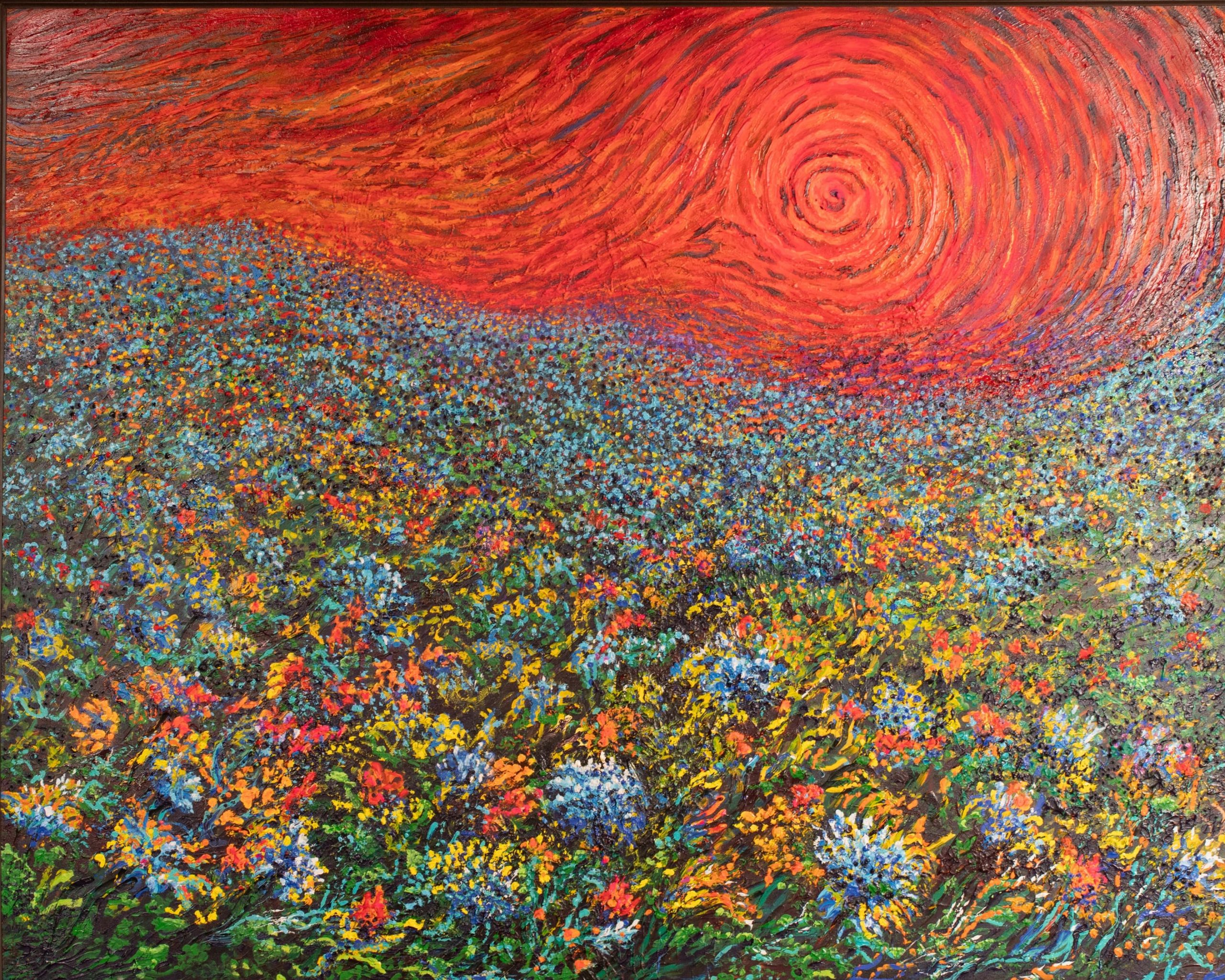 Crimson Spiral Meadow (36 × 48 inch)